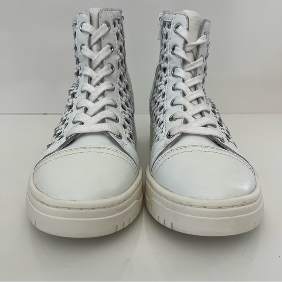 FREE PEOPLE Hayes Woven Leather High Top Sneakers in Ivory - Picture 6 of 13